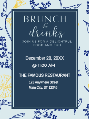 Gray and Blue Brunch Party Invitation customizable template