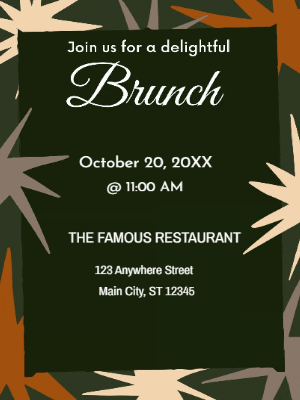 Black Beige Brunch Party Invitation customizable template