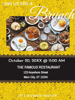 Brown Yellow Brunch Party Invitation customizable template
