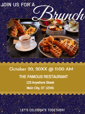 Blue Yellow Brunch Party Invitation customizable template