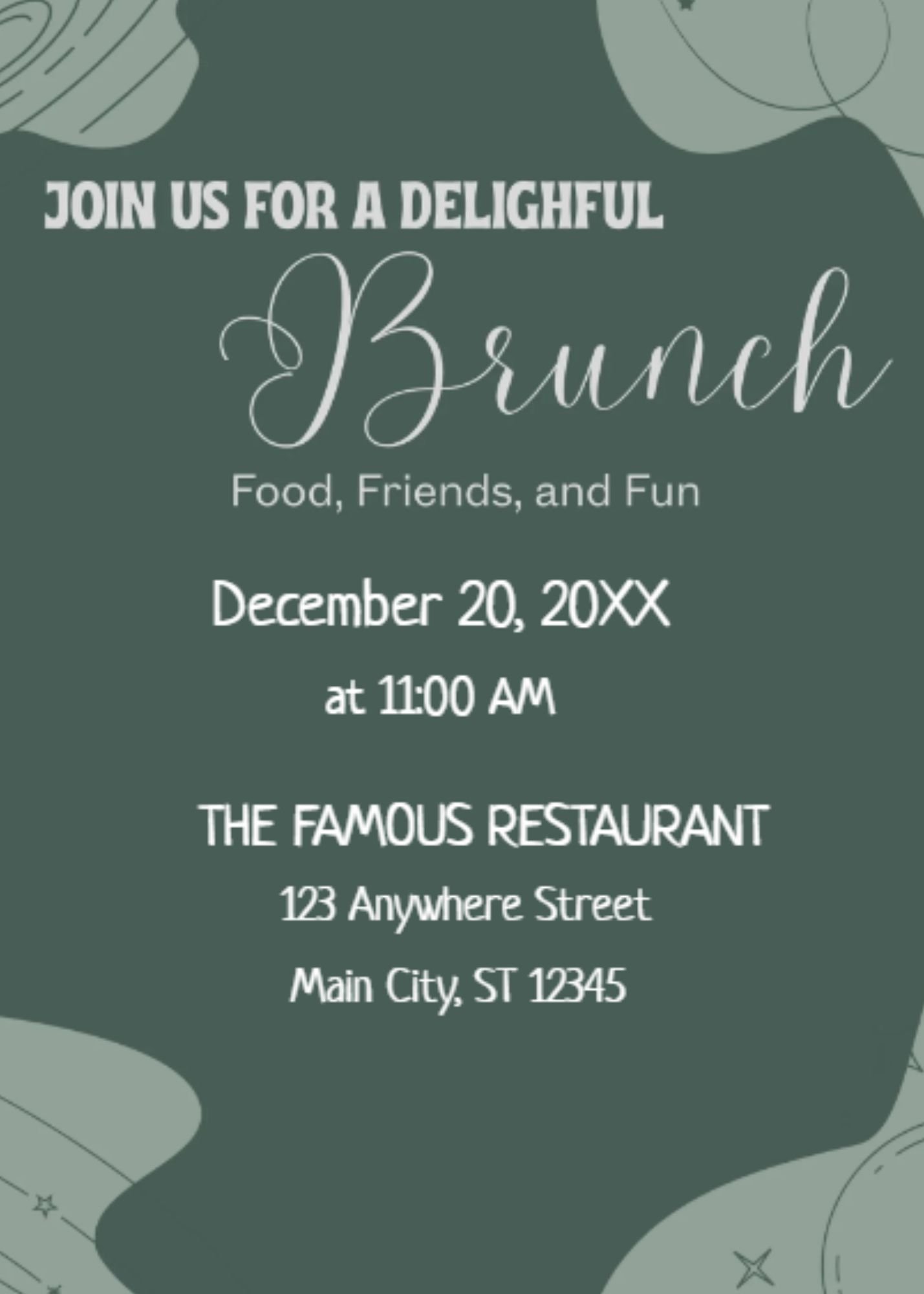 Green Gray Brunch Party Invitation customizable template