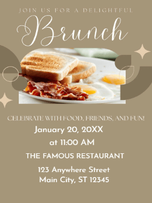 Beige Brown Brunch Party Invitation customizable template