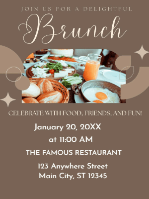 Beige Brown Brunch Party Invitation customizable template
