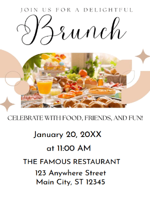 White Green Brunch Party Invitation customizable template