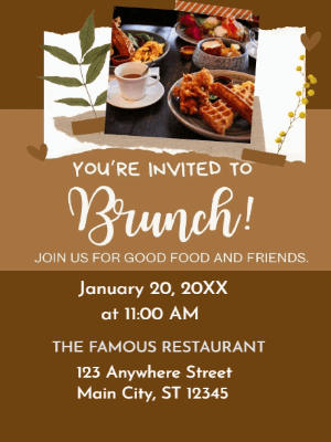 Beige Brown Brunch Party Invitation customizable template
