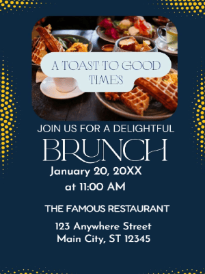 Blue Yellow Brunch Party Invitation customizable template