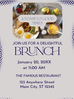 Blue Gray Brunch Party Invitation customizable template