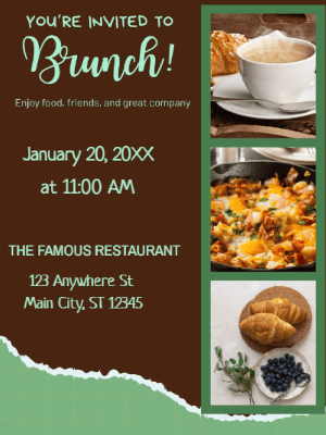 Green Brown Brunch Party Invitation customizable template