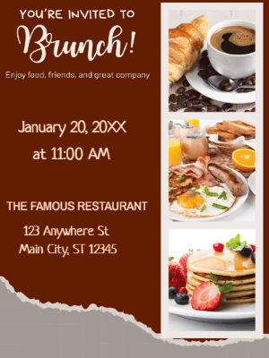 Gray Brown Brunch Party Invitation customizable template