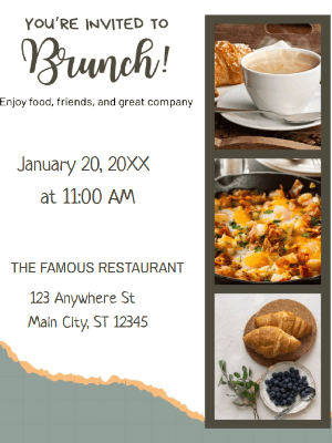 Gray White Brunch Party Invitation customizable template