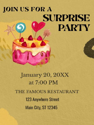 Pink Yellow Surprise Party Invitation customizable template