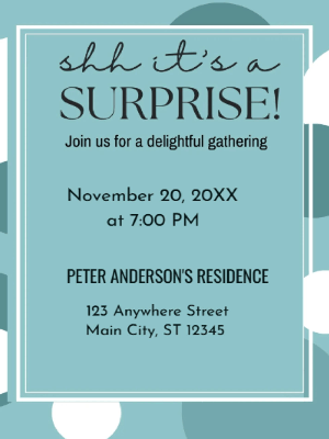 Blue White Surprise Party Invitation customizable template