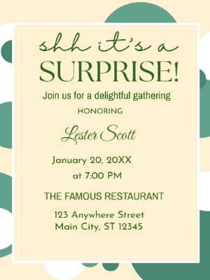 Green Beige Surprise Party Invitation customizable template