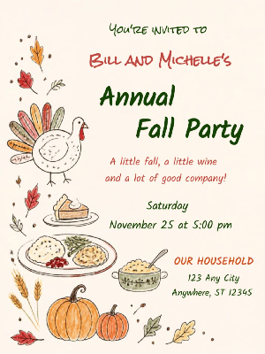 Fall Dinner Party Invitation customizable template