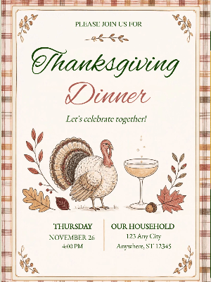 Thanksgiving Dinner Party Invitation customizable template