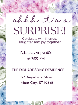Floral Surprise Party Invitation customizable template