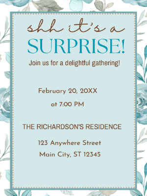 Blue Surprise Party Invitation customizable template
