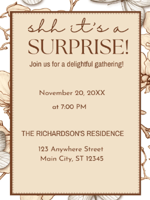 Brown Surprise Party Invitation customizable template