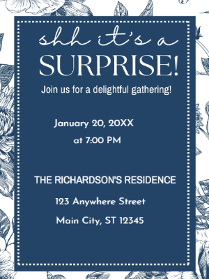 Blue Surprise Party Invitation customizable template