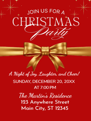 Christmas Party Invitation Red 83 customizable template