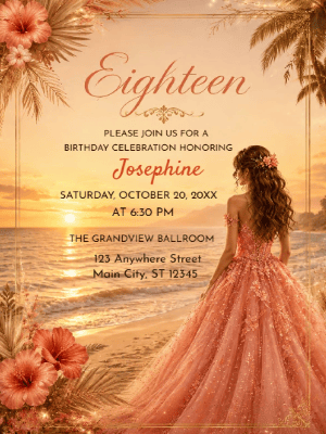 Elegant Pink and Brown 18th Birthday Invitation customizable template