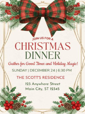 Christmas Party Invitation Red 82 customizable template