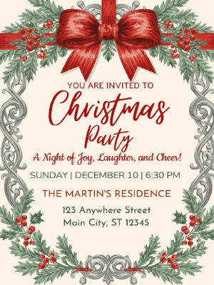Christmas Party Invitation Red 81 customizable template