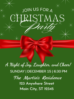 Christmas Party Invitation Green 84 customizable template