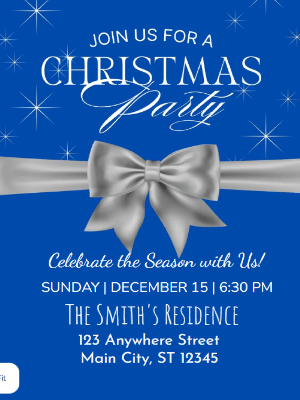 Christmas Party Invitation Blue 85 customizable template