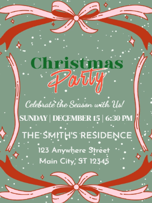 Christmas Party Invitation Red 87 customizable template