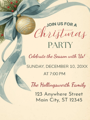 Christmas Party Invitation Coquette Blue 91 customizable template