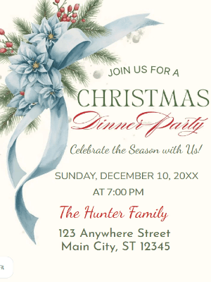Christmas Party Invitation Coquette Blue 92 customizable template