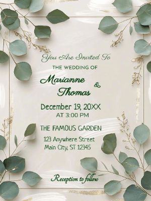 Modern Greenery Eucalyptus Wedding Invitation customizable template