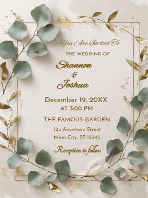 Modern Greenery Eucalyptus Wedding Invitation customizable template