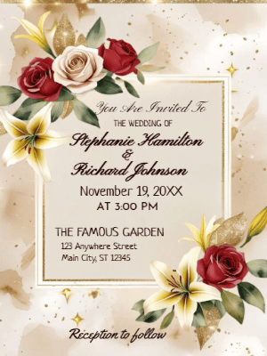 Elegant Modern Floral Wedding Invitation customizable template
