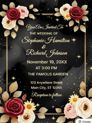Elegant Modern Floral Wedding Invitation customizable template