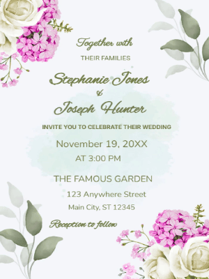 Elegant Modern Floral Wedding Invitation customizable template