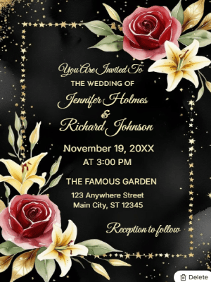 Elegant Modern Floral Wedding Invitation customizable template