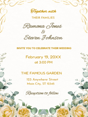 Elegant Modern Yellow Floral Wedding Invitation customizable template