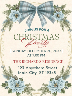 Christmas Party Invitation Red Blue 78 customizable template