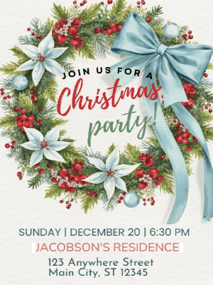 Christmas Party Invitation Blue 77 customizable template