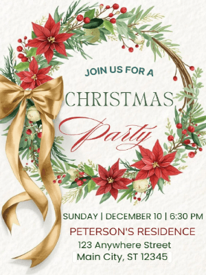 Christmas Party Invitation Gold 76 customizable template