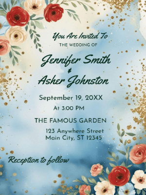 Elegant Modern Floral Wedding Invitation customizable template