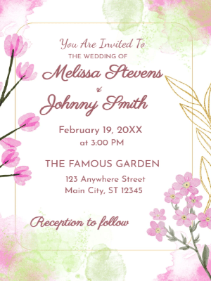 Elegant Modern Pink Floral Wedding Invitation customizable template
