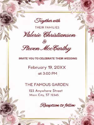 Elegant Modern Purple Floral Wedding Invitation customizable template
