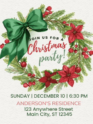 Christmas Party Invitation Green 74 customizable template