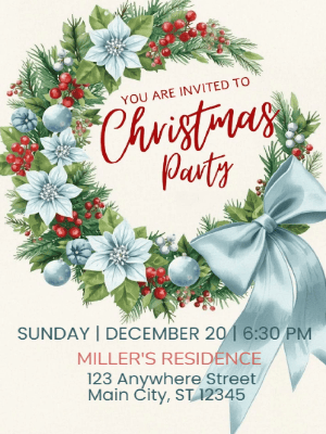 Christmas Party Invitation Blue 73 customizable template