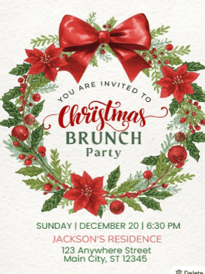 Christmas Party Invitation Red 72 customizable template