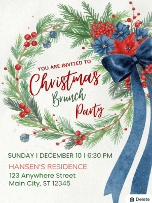 Christmas Party Invitation Blue 71 customizable template