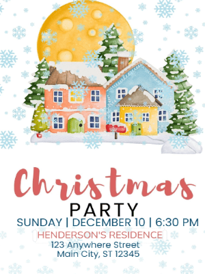 Christmas Party Invitation Blue Snow 69 customizable template